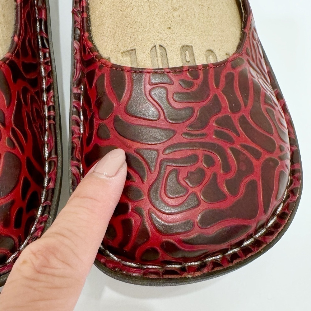 Algeria Paloma Wine Embossed Rose Mary Jane Shoe Size EU 36 US 6 - Picture 12 of 12